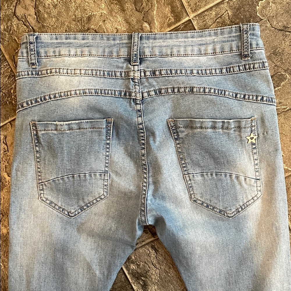 LEXXURY Patch Button-fly Skinny Urban Maximalism Grunge Streetwear Fun Jeans - Picture 12 of 16